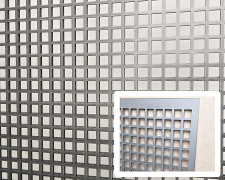 Blacha perforowana SUROWA 15X15 mm PRZERWA 5 mm 1000 x 500 mm Qg 15-20 Gr. 1,5 mm