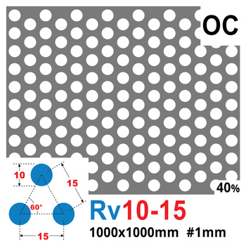 Blacha perforowana OCYNK OCZKO 10 mm PRZERWA 5 mm 1000 x 1000 mm Rv 10-15 Gr. 1 mm