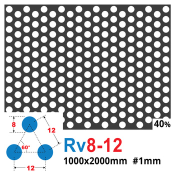 Blacha perforowana SUROWA OCZKO 8 mm PRZERWA 4 mm 1000 x 2000 mm Rv 8-12 Gr. 1 mm
