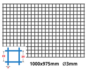 Siatka zgrzewana SUROWA 25 x 25 GR. 3 mm 1000 x 975 mm