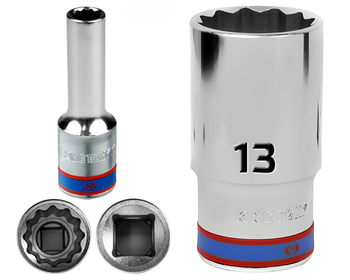 KING TONY Klucz nasadka DŁUGA 1/2" 12-KĄTNA 13 x 77 mm 