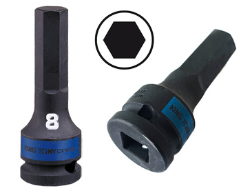 KING TONY Nasadka UDAROWA DŁUGA 1/2" IMBUS HEX 8 x 80 mm