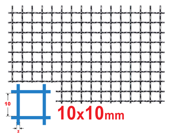 Siatka karbowana SUROWA 10 x 10 x 2,0 mm | ok. 200x200 mm