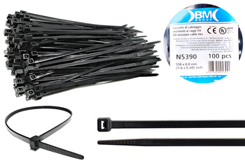 BM Opaska zaciskowa, kablowa, poliamidowa PA 6.6, CZARNA | 550 x 8.8 mm op. 100 szt.