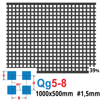 Blacha perforowana SUROWA 5X5 mm PRZERWA 3 mm 1000 x 500 mm Qg 5-8 Gr. 1,5 mm