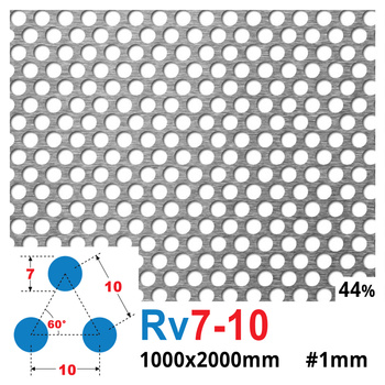 Blacha perforowana SUROWA OCZKO 7 mm PRZERWA 10 mm 1000 x 2000 mm Rv 7-10 Gr. 1 mm