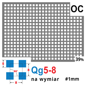 Blacha perforowana OCYNK 5X5 mm PRZERWA 3 mm Qg 5-8 - NA WYMIAR Gr. 1 mm