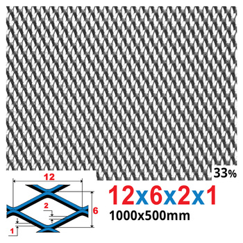 Siatka cięto-ciągniona SUROWA 12 x 6 x 2 x 1 | 1000 x 500 mm