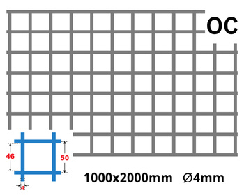 Siatka zgrzewana OCYNK 50 x 50 GR. 4 mm 1000 x 2000 mm