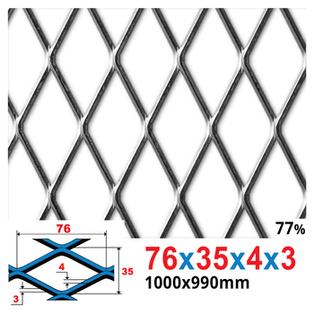 Siatka cięto-ciągniona SUROWA 76 x 35 x 4 x 3 | 1000 x 990 mm