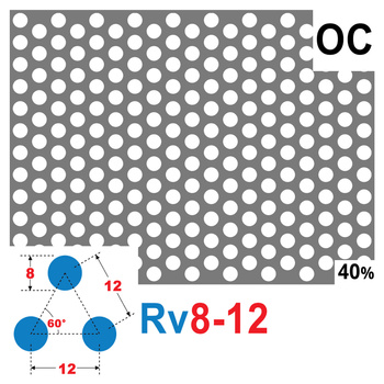 Blacha perforowana OCYNK OCZKO 8 mm PRZERWA 4 mm 200 x 200 mm Rv 8-12 Gr. 1 mm