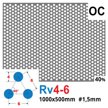 Blacha perforowana OCYNK OCZKO 4 mm PRZERWA 2 mm 1000 x 500 mm Rv 4-6 Gr. 1,5 mm