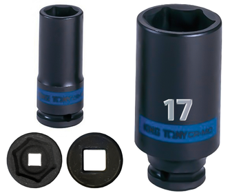 KING TONY Klucz nasadka UDAROWA DŁUGA 1/2" 6-KĄTNA 17 x 80 mm