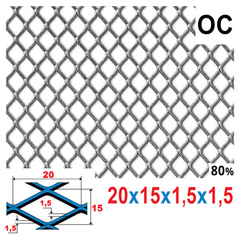 Siatka cięto-ciągniona OCYNK 20 x 15 x 1,5 x 1,5 | ok. 200 x 200 mm