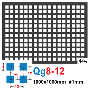 Blacha perforowana SUROWA 8X8 mm PRZERWA 4 mm 1000 x 1000 mm Qg 8-12 Gr. 1 mm
