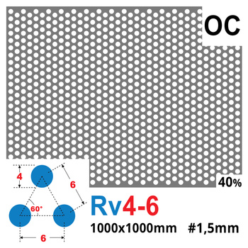 Blacha perforowana OCYNK OCZKO 4 mm PRZERWA 2 mm 1000 x 1000 mm Rv 4-6 Gr. 1,5 mm