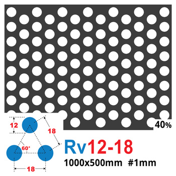 Blacha perforowana SUROWA OCZKO 12 mm PRZERWA 6 mm 1000 x 500 mm Rv 12-18 Gr. 1 mm