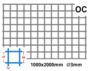 Siatka zgrzewana OCYNK 50 x 50 GR. 3 mm 1000 x 2000 mm