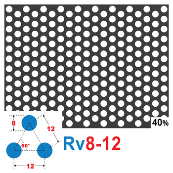 Blacha perforowana SUROWA OCZKO 8 mm PRZERWA 4 mm 200 x 200 mm Rv 8-12 Gr. 1,5 mm