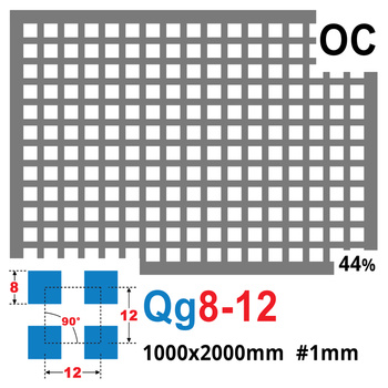 Blacha perforowana OCYNK 8X8 mm PRZERWA 4 mm 1000 x 2000 mm Qg 8-12 Gr. 1 mm