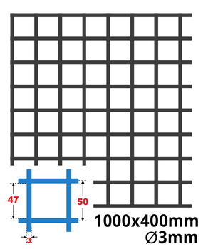 Siatka zgrzewana SUROWA 50 x 50 GR. 3 mm 1000 x 400 mm