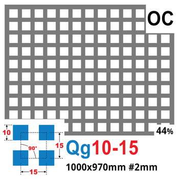 Blacha perforowana OCYNK 10X10 mm PRZERWA 5 mm 1000 x 970 mm Qg 10-15 Gr. 2 mm