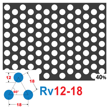 Blacha perforowana SUROWA OCZKO 12 mm PRZERWA 6 mm 200 x 200 mm Rv 12-18 Gr. 1 mm