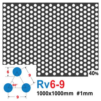 Blacha perforowana SUROWA OCZKO 6 mm PRZERWA 3 mm 1000 x 1000 mm Rv 6-9 Gr. 1 mm