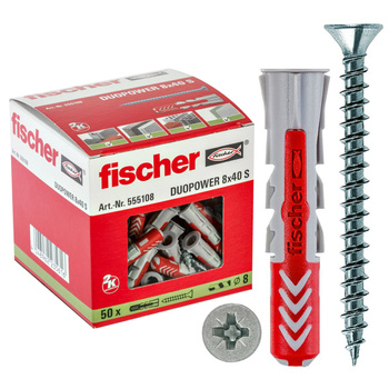 Kołki FISCHER DUOPOWER 8 x 40 S Z WKRĘTEM Op. 50 szt.