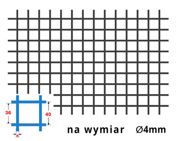 Siatka zgrzewana SUROWA 40 x 40 GR. 4 mm - NA WYMIAR