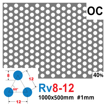 Blacha perforowana OCYNK OCZKO 8 mm PRZERWA 4 mm 1000 x 500 mm Rv 8-12 Gr. 1 mm