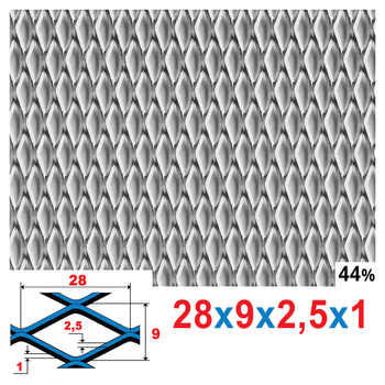 Siatka cięto-ciągniona SUROWA 28 x 9 x 2,5 x 1 | ok. 200 x 200  mm