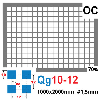 Blacha perforowana OCYNK 10X10 mm PRZERWA 2 mm 1000 x 2000 mm Qg 10-12 Gr. 1,5 mm