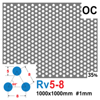 Blacha perforowana OCYNK OCZKO 5 mm PRZERWA 3 mm 1000 x 1000 mm Rv 5-8 Gr. 1 mm