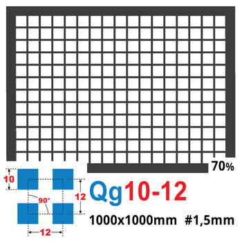 Blacha perforowana SUROWA 10X10 mm PRZERWA 2 mm 1000 x 1000 mm Qg 10-12 Gr. 1,5 mm