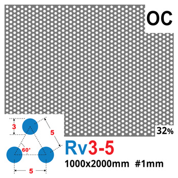 Blacha perforowana OCYNK OCZKO 3 mm PRZERWA 2 mm 1000 x 2000 mm Rv 3-5 Gr. 1 mm