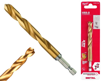 Milwaukee Wiertło udarowe do metalu HSS-G TIN RED HEX 1/4" | 11,0 mm