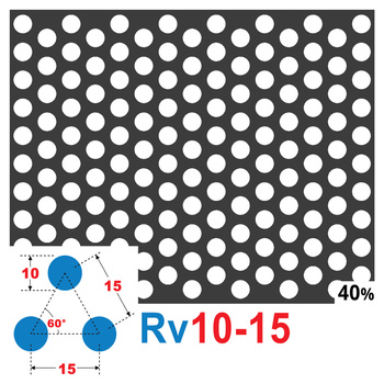 Blacha perforowana SUROWA OCZKO 10 mm PRZERWA 5 mm 200 x 200 mm Rv 10-15 Gr. 2 mm
