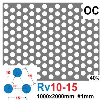 Blacha perforowana OCYNK OCZKO 10 mm PRZERWA 5 mm 1000 x 2000 mm Rv 10-15 Gr. 1 mm