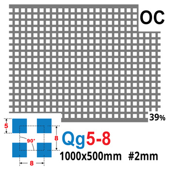 Blacha perforowana OCYNK 5X5 mm PRZERWA 3 mm 1000 x 500 mm Qg 5-8 Gr. 2 mm