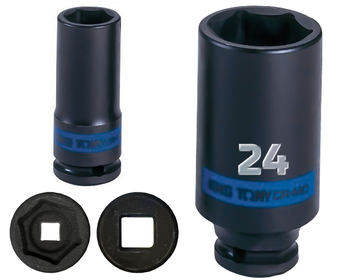 KING TONY Klucz nasadka UDAROWA DŁUGA 1/2" 6-KĄTNA 24 x 80 mm