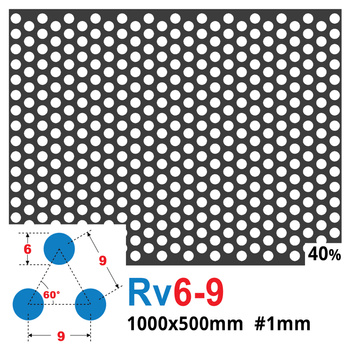 Blacha perforowana SUROWA OCZKO 6 mm PRZERWA 3 mm 1000 x 500 mm Rv 6-9 Gr. 1 mm