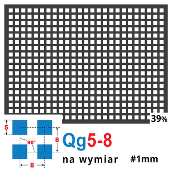 Blacha perforowana SUROWA 5X5 mm PRZERWA 3 mm Qg 5-8 - NA WYMIAR Gr. 1 mm