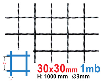 Siatka karbowana SUROWA 30 x 30 x 3 mm 1000 mm 