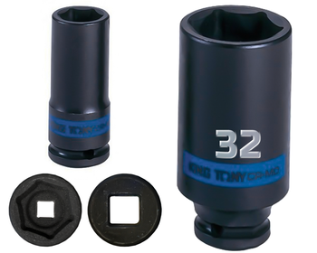 KING TONY Klucz nasadka UDAROWA DŁUGA 1/2" 6-KĄTNA 32 x 80 mm