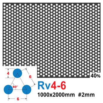 Blacha perforowana SUROWA OCZKO 4 mm PRZERWA 2 mm 1000 x 2000 mm Rv 4-6 Gr. 2 mm