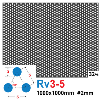 Blacha perforowana SUROWA OCZKO 3 mm PRZERWA 2 mm 1000 x 1000 mm Rv 3-5 Gr. 2 mm