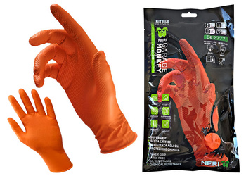 BETA Rękawice nitrylowe, jednorazowe GARAGE MONKEY POMARAŃCZOWE | Rozmiar XL / 10 | op. 10 szt.
