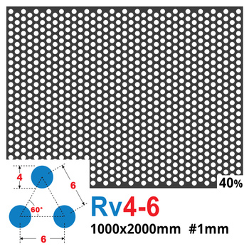 Blacha perforowana SUROWA OCZKO 4 mm PRZERWA 2 mm 1000 x 2000 mm Rv 4-6 Gr. 1 mm