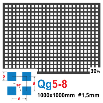 Blacha perforowana SUROWA 5X5 mm PRZERWA 3 mm 1000 x 1000 mm Qg 5-8 Gr. 1,5 mm